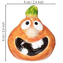 Artikel Dekofigur Kürbis aus Keramik, 6 cm, 2er-Set, Orange mit Grün
