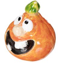 Artikel Dekofigur Kürbis aus Keramik, 6 cm, 2er-Set, Orange mit Grün
