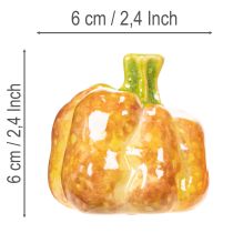 Artikel Deko-Kürbis aus Keramik 6cm 2-teilig in Orange und Grün