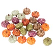 Artikel Mini Kürbis Deko Set, 24-teilig, 4 cm, Kunststoff, Herbstfarben