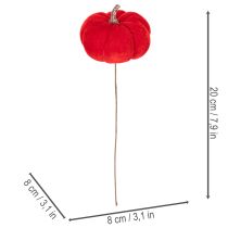 Artikel Deko-Kürbis aus Samt am Draht Dreifarbig 8cm Set 9 Stück für Herbstdeko