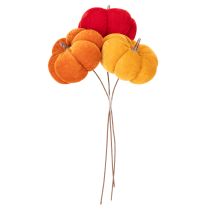 Artikel Deko-Kürbis aus Samt am Draht Dreifarbig 8cm Set 9 Stück für Herbstdeko