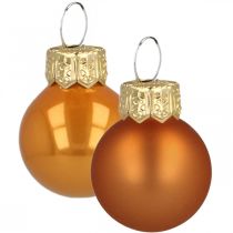 Artikel Mini Weihnachtskugeln aus Glas Orange Matt und Glänzend Ø2cm 44 Stück