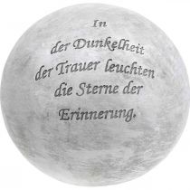 Grabschmuck Kugel mit Trauerspruch Grabdeko Grau, Weiß Ø17cm
