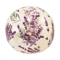Artikel Keramik Kugel mit Lavendel Motiv Keramik Deko Lila Creme 12cm