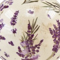 Artikel Keramik Kugel mit Lavendel Motiv Keramik Deko Lila Creme 12cm