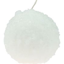Artikel Kugelkerzen aus Wachs Ø10cm Weiss Schneeball-Optik 4er Set für Winterdekoration