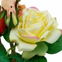 Kunstblumen, Rosenstrauß, Tischdeko, Seidenblumen, künstliche Rosen Gelb-Orange