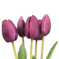Kunstblumen Tulpe Lila, Frühlingsblume 48cm 5er-Bund