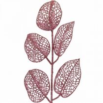 Artikel Kunstpflanzen, Deko Blätter, Kunstzweig Rosa Glitter L36cm 10St
