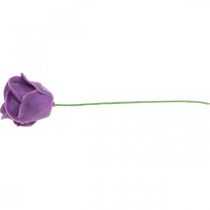 Artikel Kunstrosen Violett Wachs Ø6cm 18 Stück mit grünem Stiel