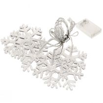 Artikel LED Schneeflocken Lichterkette für Innen Kaltweiss 25×90 cm Transparent Kabel Batterie