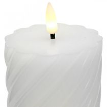 LED Kerze mit Timer Weiß Warmweiß Echtwachs Ø7,5cm H15cm