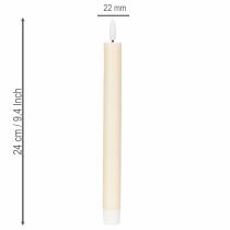 Artikel ProductNameLED-Spitzkerzen aus Echtwachs, 24 cm, Cremeweiss, warmweisses Licht, 2er-Set mit 6-Stunden-Timer/ ProductName
ProductDescription<h2>LED-Spitzkerzen aus Echtwachs für Tisch und Wohnraum</h2>
<p>Das Set enthält zwei LED-Spitzkerzen aus Echtwachs
