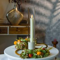 Artikel LED Stabkerzen mit Timer aus Echtwachs, Rillendesign, Creme 24,5 cm, Set 4 Stück
