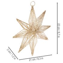 Artikel LED Stern aus Draht mit 20 warmweissen LEDs und Timer, 22 cm, Indoor