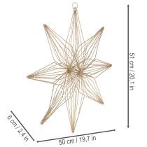 Artikel LED Deko-Stern aus goldfarbenem Draht zum Aufhängen, 51 cm, batteriebetrieben