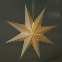 Artikel LED Stern zum Aufhängen aus Kunststoff mit Timer 38 cm warmweiss