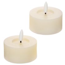 Artikel LED-Teelichter aus Echtwachs mit Flackereffekt und Timer, warmweiss, 7 cm, 2er-Set