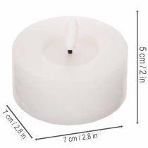 Artikel LED-Teelichter aus Echtwachs, 7 cm Durchmesser, Weiss, warmweiss, mit 6-Stunden-Timer, 2er-Set