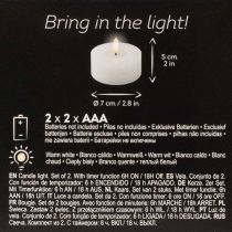 Artikel LED-Teelichter aus Echtwachs, 7 cm Durchmesser, Weiss, warmweiss, mit 6-Stunden-Timer, 2er-Set