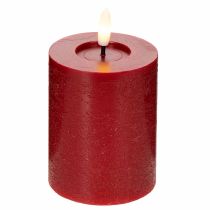 Artikel LED-Stumpenkerze aus Echtwachs, 12 cm, weinrot, mit Timer und warmweissem Licht