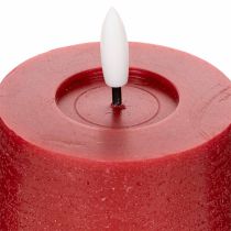 Artikel LED-Stumpenkerze aus Echtwachs, 12 cm, weinrot, mit Timer und warmweissem Licht