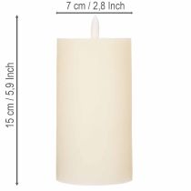 Artikel LED-Stumpenkerze aus Echtwachs, 15 cm, Weiss, warmweisses Licht mit Timer