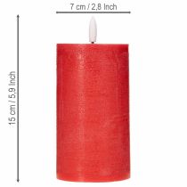 Artikel Rote LED-Stumpenkerze aus Echtwachs mit Timer, 15 cm