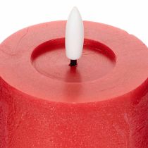 Artikel Rote LED-Stumpenkerze aus Echtwachs mit Timer, 15 cm