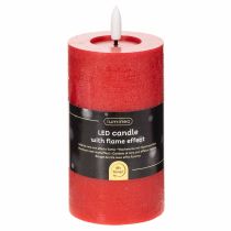 Artikel Rote LED-Stumpenkerze aus Echtwachs mit Timer, 15 cm