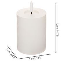 Artikel LED Stumpenkerze flackernd weiss Ø7 cm Höhe 12 cm mit Timer für Innenbereich