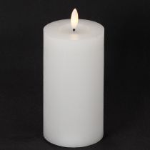 Artikel LED-Stumpenkerze flackernd Timer Ø7cm Höhe 16cm Echtwachs Weiss