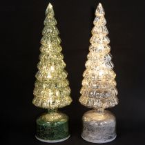 Artikel LED Weihnachtsbäume drehend Grün und Silber H34cm 2er-Set
