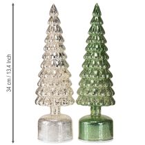 Artikel LED Weihnachtsbäume drehend Grün und Silber H34cm 2er-Set