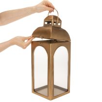 Artikel Laterne Metall mit Glas in Messing-Optik H50cm 2er-Set
