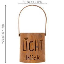 Artikel Metall-Laterne Windlicht mit Edelrost-Optik, "Lichtblick", Ø10,5cm, H11cm, 2 Stück