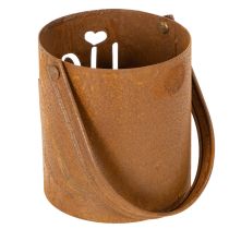 Artikel Metall-Laterne Windlicht mit Edelrost-Optik, "Lichtblick", Ø10,5cm, H11cm, 2 Stück
