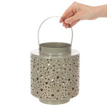 Artikel Metalllaterne mit Sternenmuster und Henkel Grün 31 cm