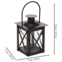 Artikel Laterne aus schwarzem Metall mit Henkel für Teelicht, 16 cm