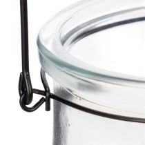 Artikel Windlicht Laterne aus Glas mit Metallgriff 18 cm