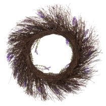 Artikel Künstlicher Lavendel-Kranz mit Rebenzweigen 60 cm Lila und Naturtöne für Wohn- und Frühlingsdekoration