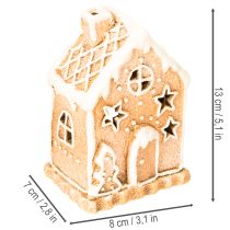 Artikel Teelichthalter Lebkuchenhaus aus Keramik 13cm Braun Weiss