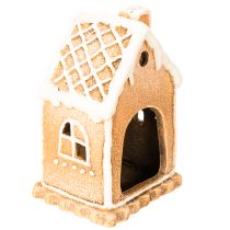 Artikel Teelichthalter Lebkuchenhaus aus Keramik 13cm Braun Weiss