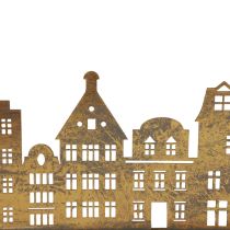 Artikel Lichterbogen Metall Holz Deko Stadtsilhouette Gold H43cm