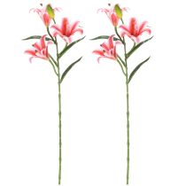 Artikel Künstliche Lilien 67 cm Rosa Doppelpack aus Polyester und Kunststoff