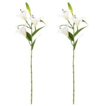 Artikel Künstliche Lilien aus Polyester Weiss 66 cm 2 Stück für Wohnraumdekoration
