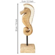 Artikel Mangoholz Deko Seepferdchen 20 cm mit Perlen auf Standfuss