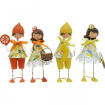 Artikel Kleine Figuren aus Metall und Polyresin, Zitrusfrüchte, 17–18 cm, Set aus 4 Stück, sommerliche Dekoration