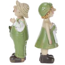 Artikel Dekofiguren Bauernpaar aus Kunststein Höhe 17 cm grün-weiss im 2er-Set für Innenbereich